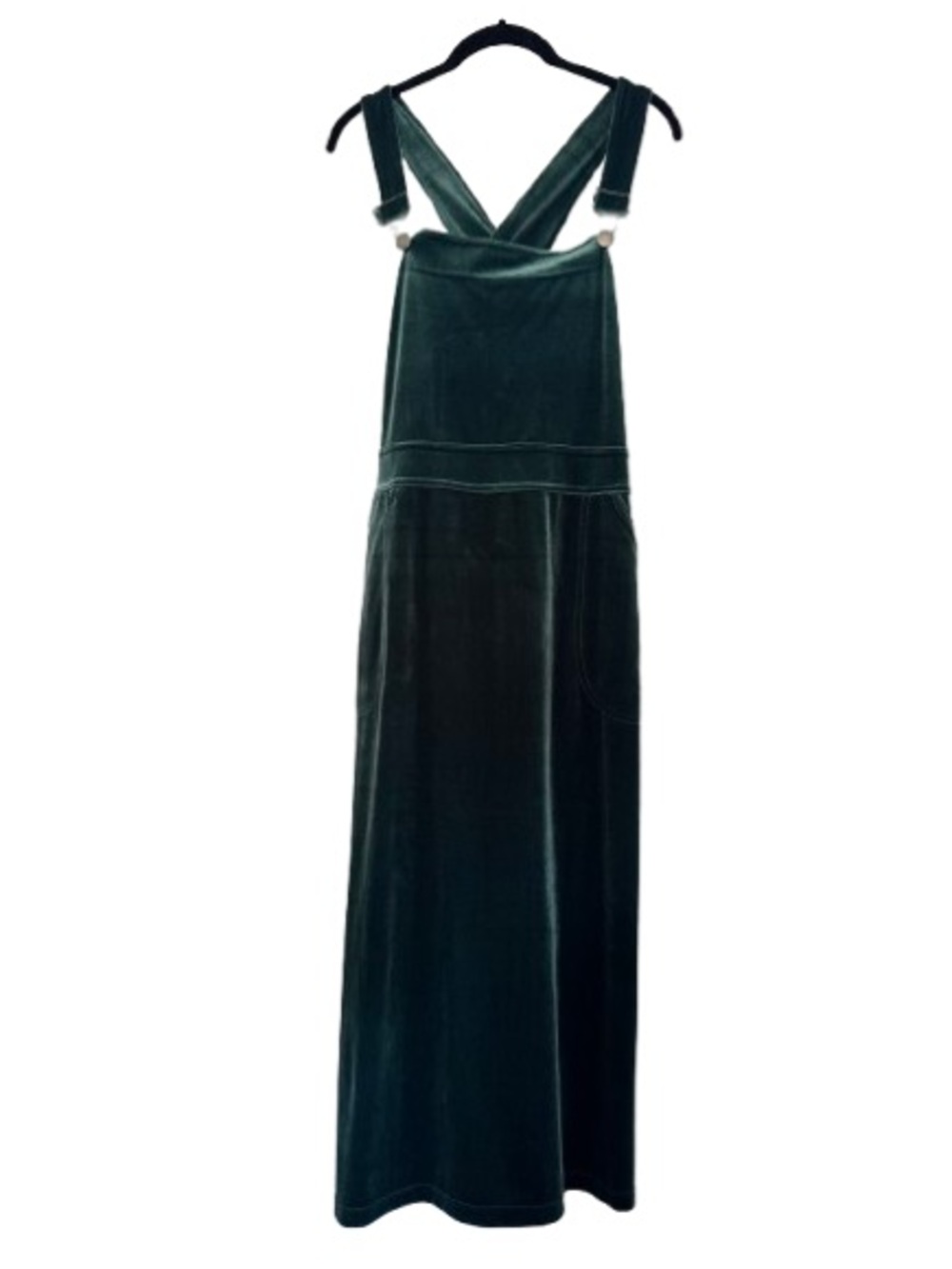 Vintage Coldwater Creek Green Velvet Overall Midi Dress Whimsygoth Fall Witchy